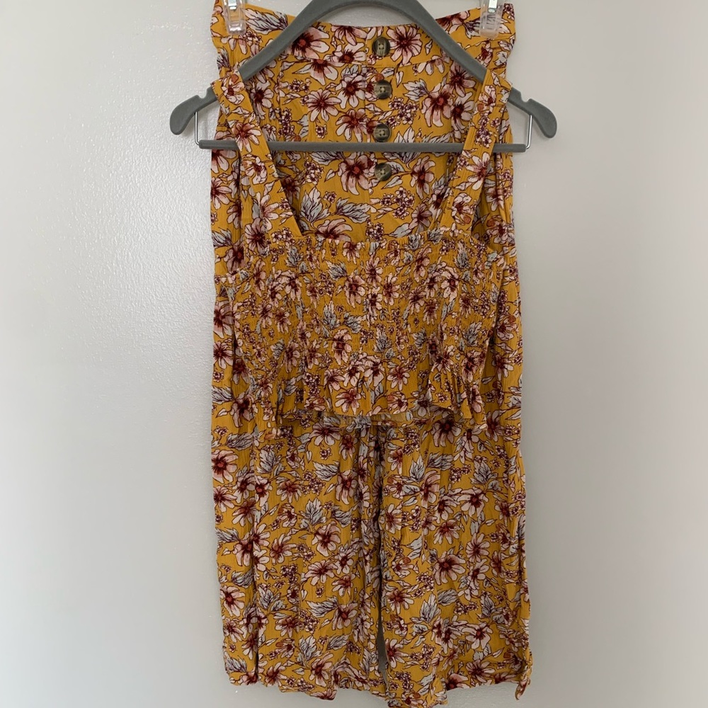 Two piece outfit, mustard floral print!